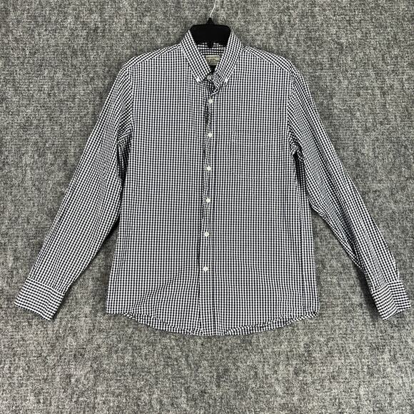 J Crew Shirt Mens Medium Blue Check Secret Wash Shirting Poplin Business Casual - Picture 1 of 6